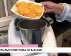 Step <p>Ahora añadimos el mango en el vaso del thermomix . </p> illustration