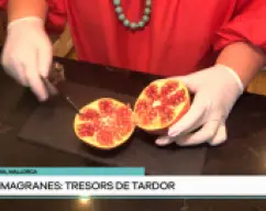 Step <p>Dresgrane la Granada con la ayuda de unos guantes de cocina para no mancharse las manos , y ponga los granos en un bol . </p> illustration