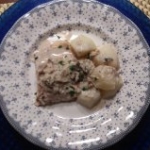 SALMON CON SALSA DE CHAMPIÑONES Y PATATAS